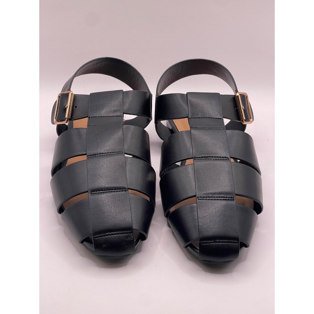 Journee Collection Cailinna-WD Black Fisherman Sandals Wide Width Flat 8WD